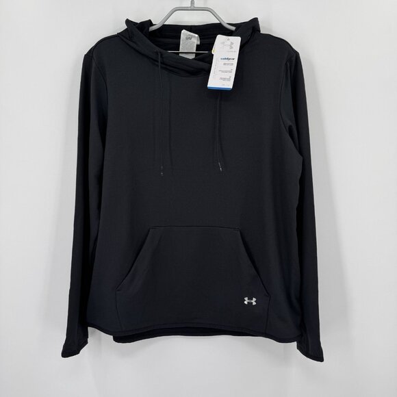 Under Armour Cold Gear Pullover Hoodie Sweatshirt M Women's Black Fleece Lined - Picture 9 of 9
